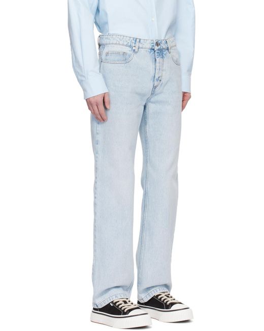 メンズ AMI インディゴ クラシックフィット ジーンズ White