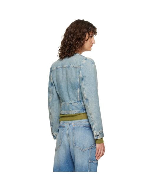 Maison Margiela Blue V-Neck Denim Jacket