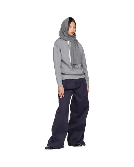 Jil Sander Gray Slim Wool Scarf