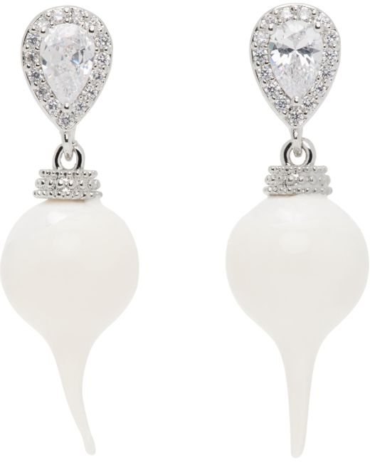 Boucles D'Oreilles Pendantes Argenté Et Blanc À Ornements Facettés Exclusives À Ssense OTTOLINGER en coloris White