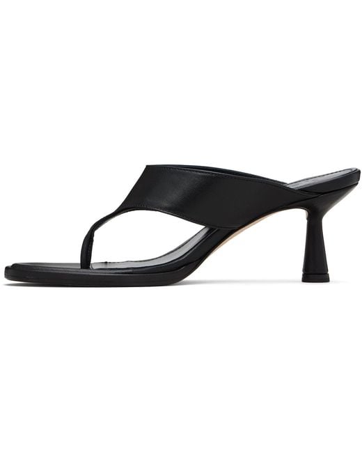 Aeyde Black Olenna Thong Heeled Sandals