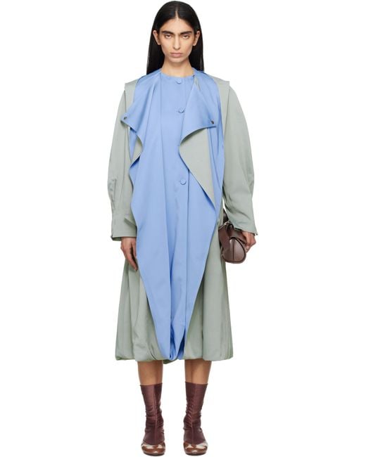 Kiko Kostadinov Ageto Hooded Trench Coat in Blue | Lyst UK