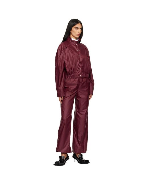 FIDAN NOVRUZOVA Red Burgundy Macar Nylon Windbreaker Bomber Jacket