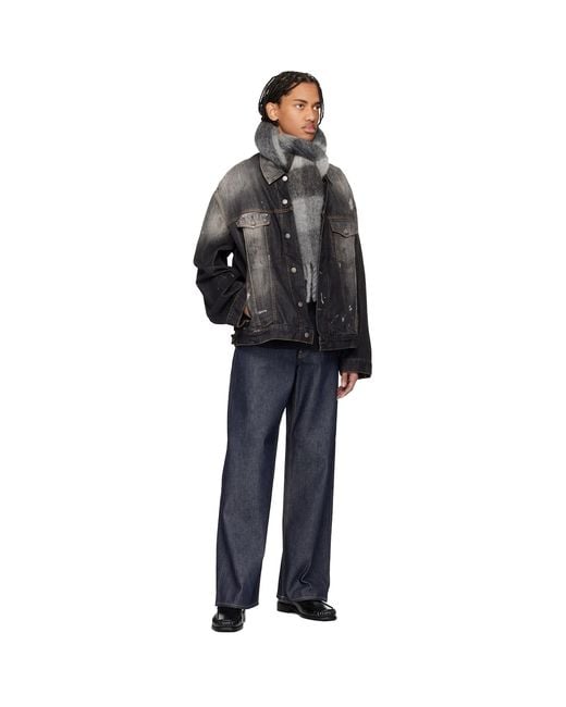 Acne Black Mohair Check Scarf for men