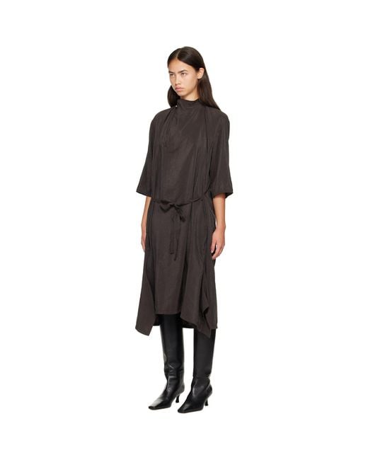Lemaire Black Soft Collar Midi Dress