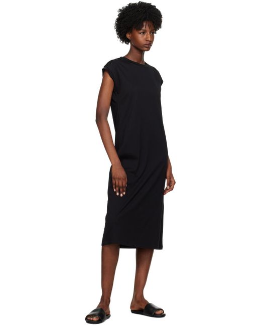 Sunspel Black Crewneck Midi Dress