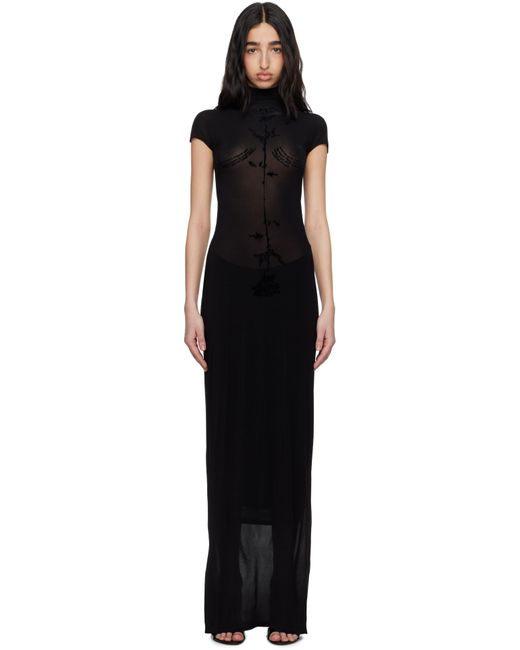 Jean Paul Gaultier Black Light Viscose Jersey Sleeveless Maxi Dress