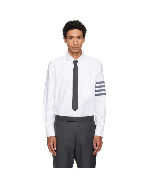 Thom Browne White Thom E Oxford 4-bar Shirt for men