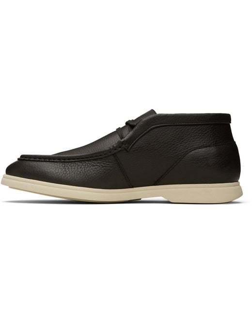 Boss Black Tumbled Leather Desert Boots for men