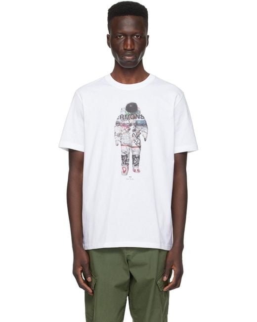 PS by Paul Smith Black White 'astronaut' T-shirt for men