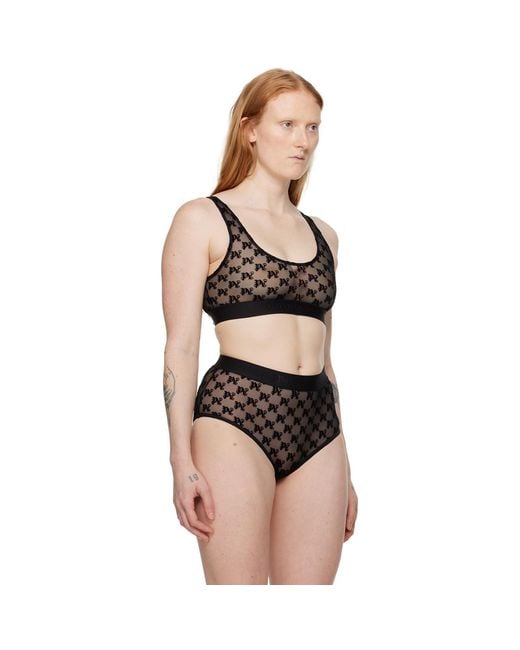 Palm Angels Black Monogram Bra