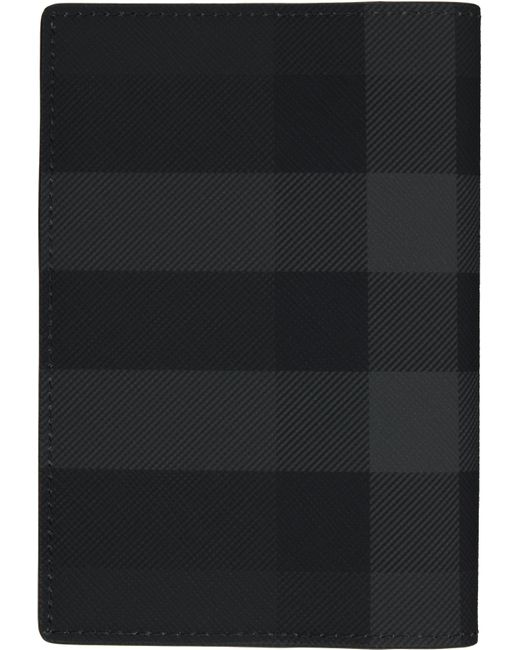 メンズ Burberry ブラック チェック パスポートケース Black