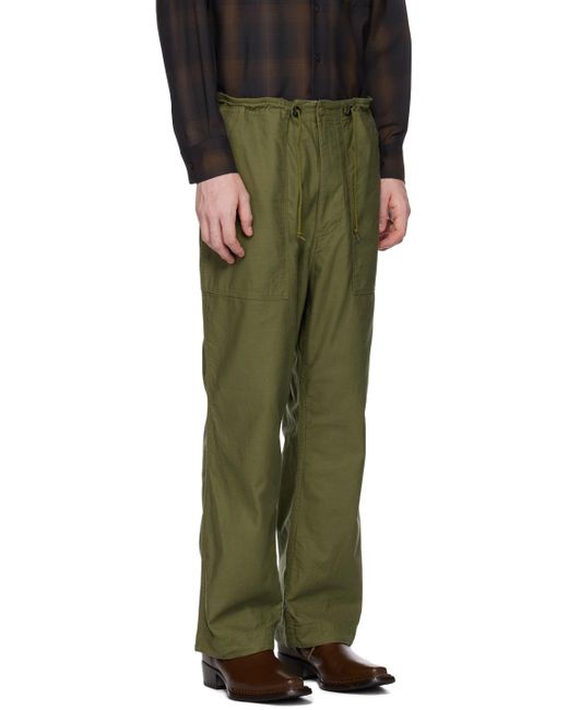 Needles Green String Fatigue Trousers for men