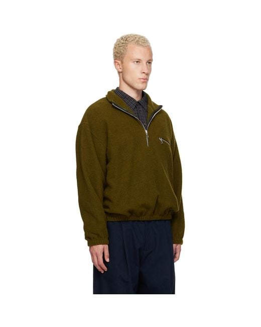 Rier Green Khaki Polar Fleece Sweater for men