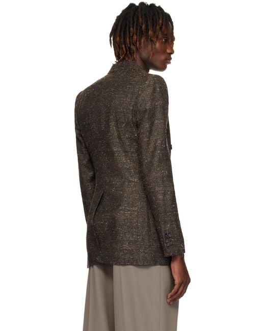 Dries Van Noten Black Peaked Lapel Blazer for men