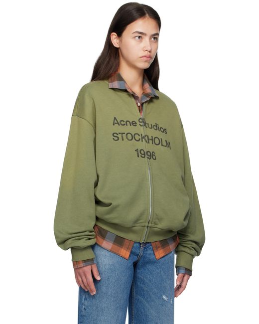 Acne Green Logo Zip Sweater