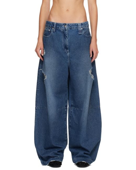 【専用】simone rocha Embellished Puddle ジーンズ Simone Rocha Women's Blue Embellished Wide Leg Puddle Jeans