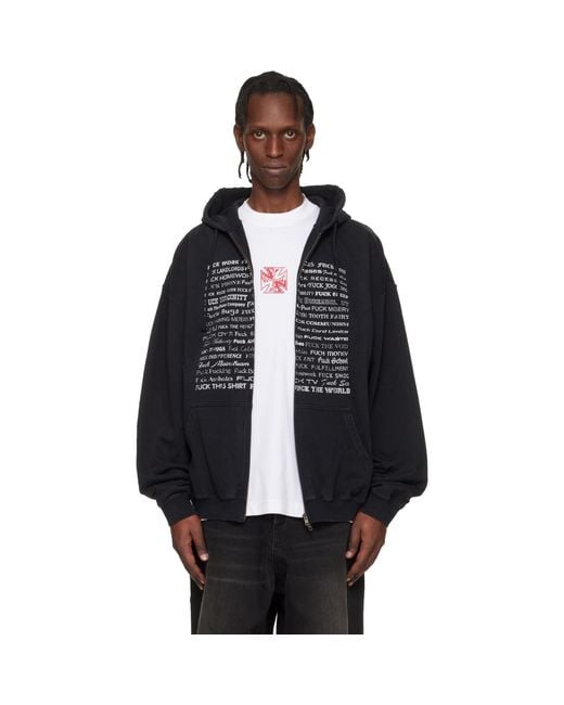 Vetements Blue 'Fuck Everything' Zip-Up Hoodie for men