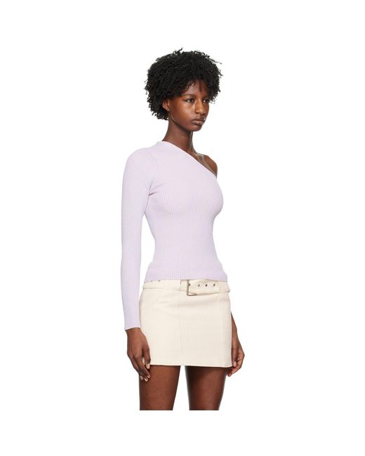REMAIN Birger Christensen Black Purple Single-shoulder Long Sleeve T-shirt
