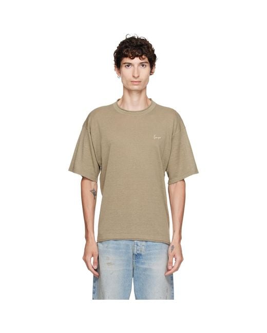 KENZO Multicolor Khaki Paris Signature' Embroidered T-Shirt for men
