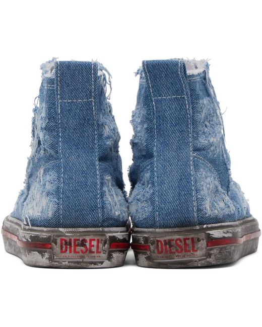DIESEL Blue S-athos Mid Distressed Sneakers for men