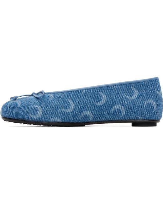 MARINE SERRE Blue Moonogram Denim Ballerina Flats