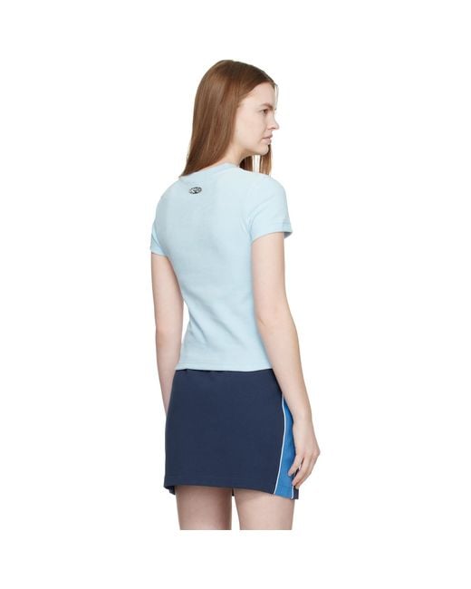 Casablanca Blue Velour Short Sleeve T‑Shirt