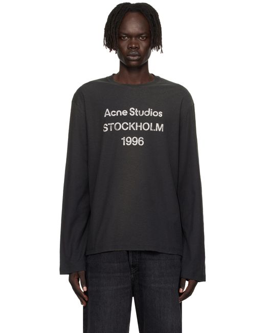 Acne Black Logo Relaxed Fit T-Shirt for men