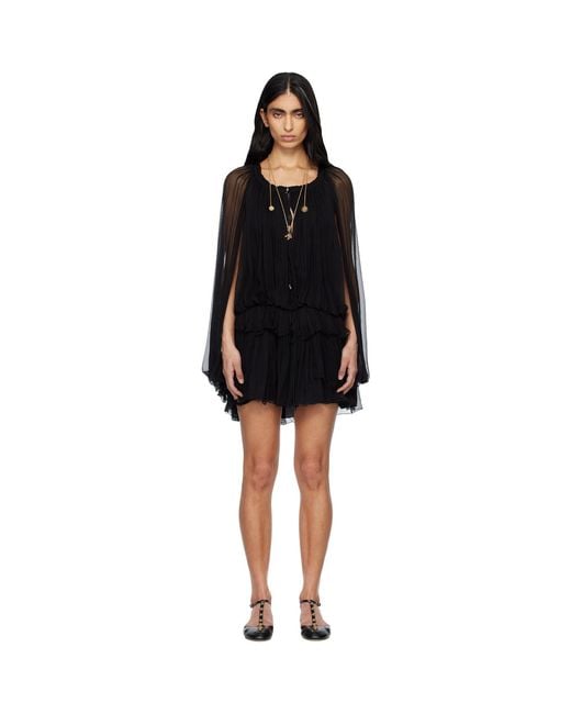 Chloé Black Silk Mousseline Cape Minidress