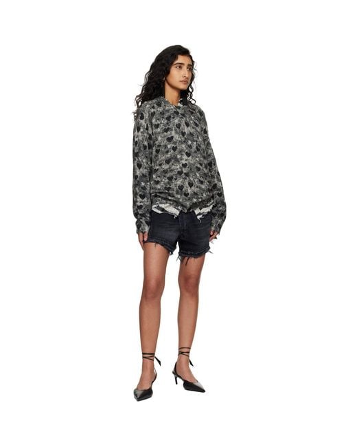 R13 Black Printed Boyfriend Sweater