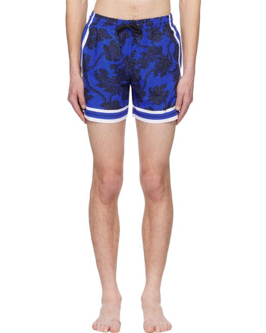 Dries Van Noten Blue Floral Swim Shorts for men