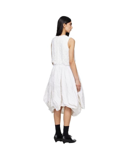 Comme des Garçons Black Off- Gros Grain Brocade Lace Garment Treated Midi Dress