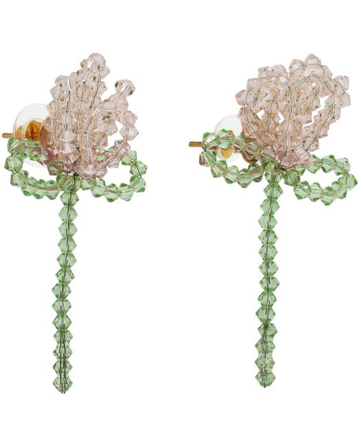 Boucles d'oreilles rose et vert à ornement et à perles Simone Rocha en coloris White