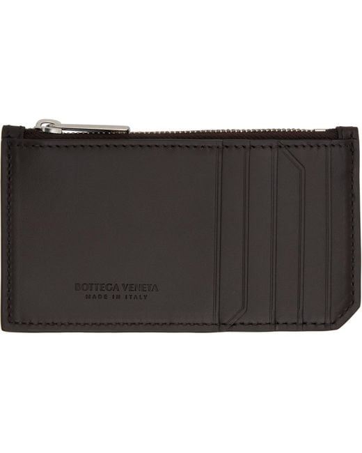 Bottega Veneta Black Intrecciato Piccolo Zipped Card Holder for men