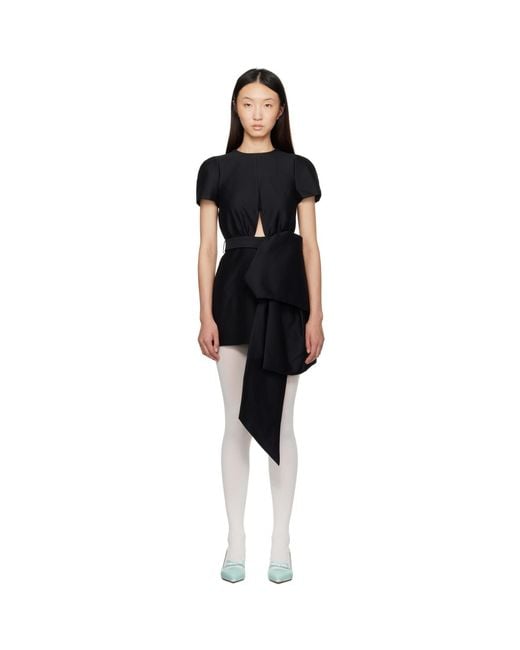 ShuShu/Tong Black Bowknot Patchwork Minidress
