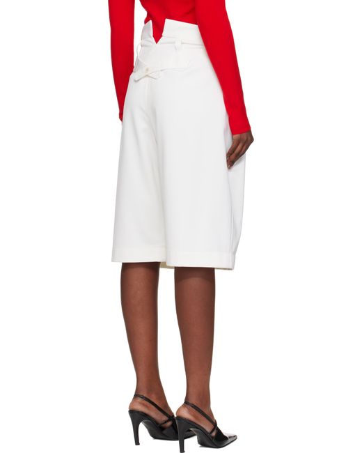 Victoria Beckham White Off- Tab Detail Shorts