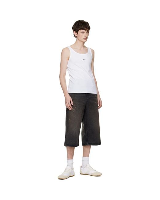 Rhude White Logo Ribbed Tank Top for men