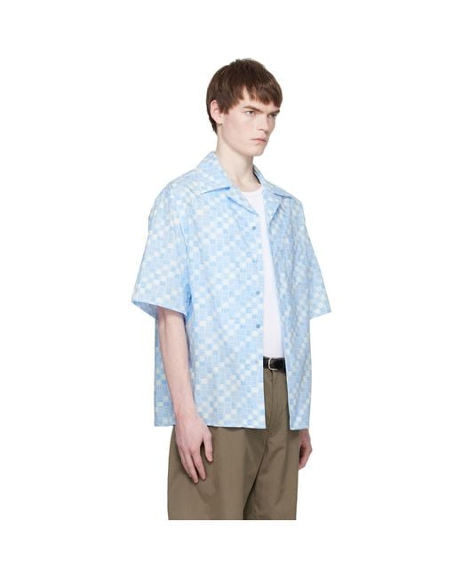 Marni Blue Rhythms Print Poplin Shirt for men