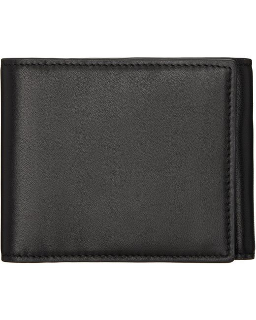 Balmain Black Smooth Leather Trifold Wallet for men