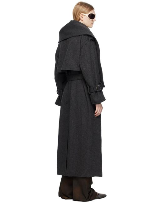 Acne Black Gray Belted Coat