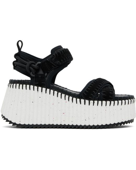 Chloé Black Nama Platform Sandals