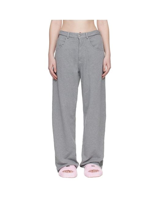 MM6 by Maison Margiela Gray Wide-Leg Cotton Trousers