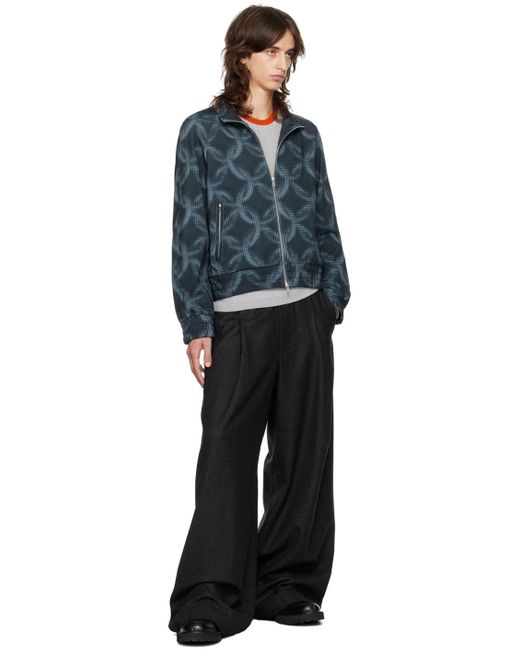 Dries Van Noten Blue Pixel Chain Printed Track Jacket for men