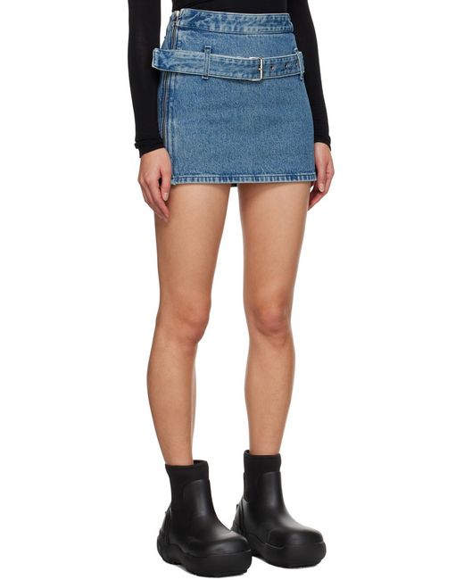 Mini-jupe bleue en denim à ceinture Ambush en coloris Blue