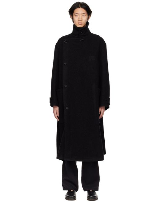 Lemaire Black Wrap Coat for men