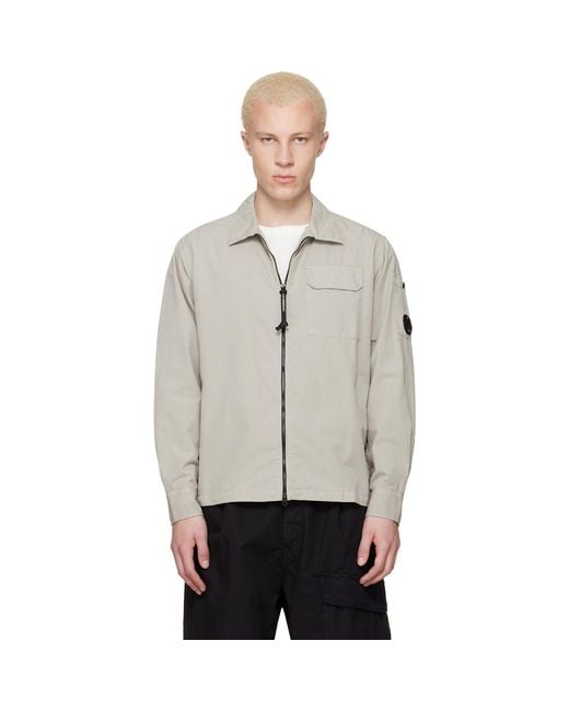 C P Company Multicolor Organic Gabardine Zipped Lens Overshirt for men