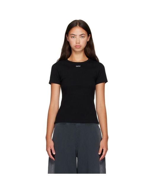 Off-White c/o Virgil Abloh Black 'Off' Stamp Rib Fitted T-Shirt