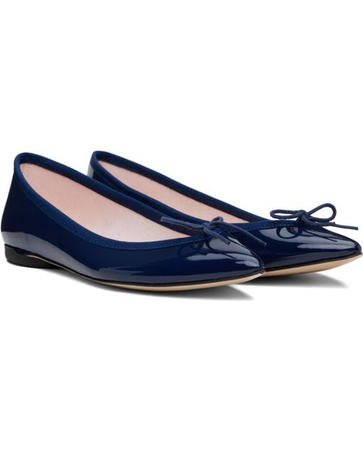 Repetto ネイビー Brigitte ポインテッドトゥ バレエシューズ Blue