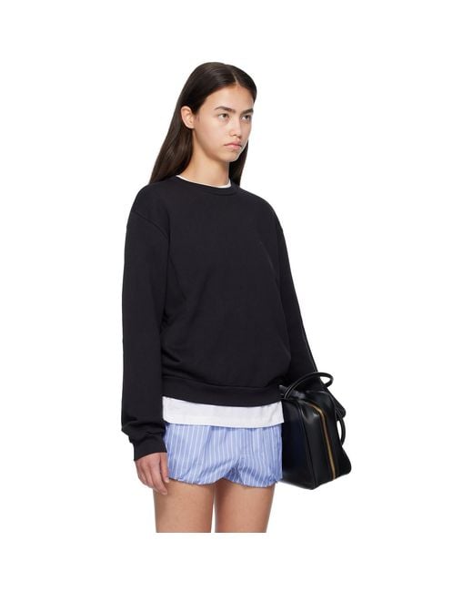 Acne Black Crew Neck Fleece Sweatshirt