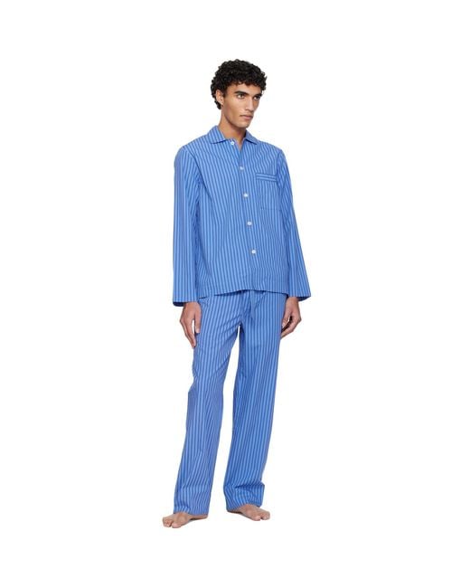 Tekla Blue Poplin Pyjama Pants for men